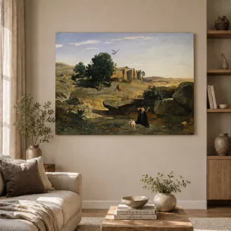   Jean-Baptiste Camille Corot  -  Hágár a pusztaságban vászonkép