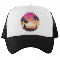 Pálma fa & Naplemente - Trucker Hálós Baseball Sapka