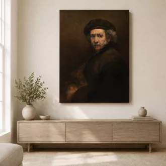   Rembrandt van Rijn - Önarckép barettben, felállított gallérral vászonkép