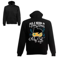   All I need is Video Games and my Cat - Unisex Zipzáros Pulóver