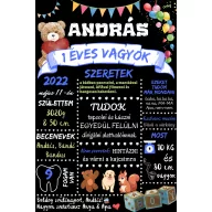   Babaszoba Dekoráció - 1 éves szülinapi vászonkép fiúknak (személyre szabható)