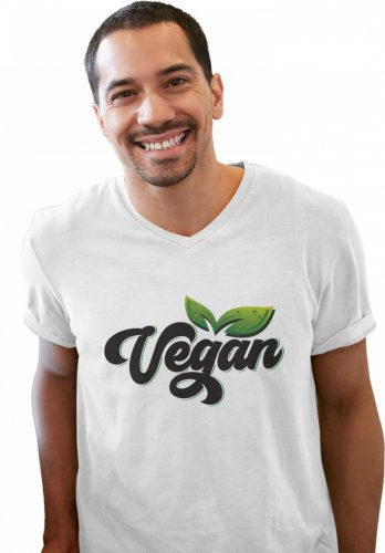 Színes Vegan logó - Férfi V Nyakú Póló