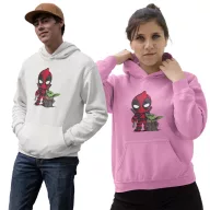 Deadpool és Baby Yoda - Unisex Kapucnis Pulóver