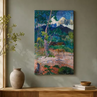 Paul Gauguin - Táj lóval vászonkép