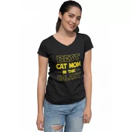 Best cat mom in the galaxy - Női V Nyakú Póló