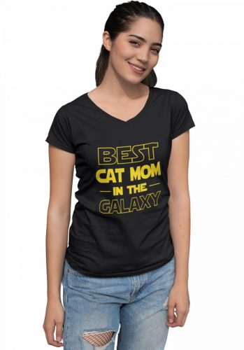 Best cat mom in the galaxy - Női V Nyakú Póló