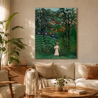   Henri Rousseau - Egzotikus erdőben sétáló nő vászonkép