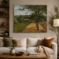   Camille Pissarro  - Gyümölcsösök Louveciennes-ben vászonkép