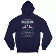   Egyedi szöveges csengős rénszarvasos minta - Unisex Kapucnis Pulóver