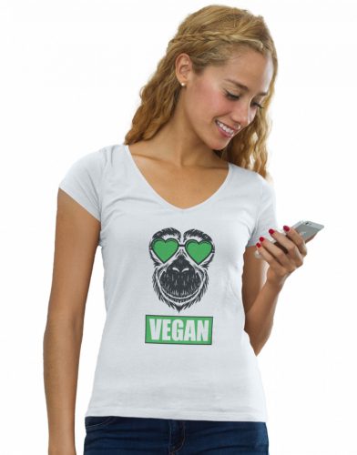 Vegan love - Női V-Nyakú Póló