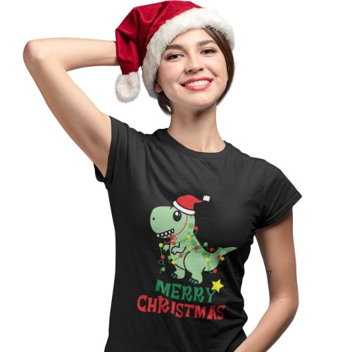 T-rex Karácsony - Karácsonyi Női Póló