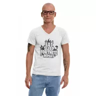 Eat Sleep Fortnite Repeat - Férfi V Nyakú Póló