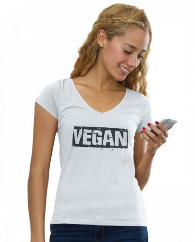Vegan logó - Női V-Nyakú Póló