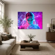 Neon fólia portré rózsaszín-kék fényben vászonkép