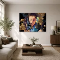 Arany fólia kollázs portré tengeri motívumokkal vászonkép