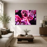 Rózsaszín neon kollázs portré írisszel vászonkép