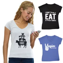 Vegán és Állatvédő Női V-Nyakú Pólók