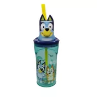   Bluey műanyag palack szívószállal és 3D figurával a tetején 360ML
