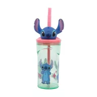   Stitch műanyag palack szívószállal és 3D figurával a tetején 360ML