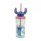 Stitch műanyag palack szívószállal és 3D figurával a tetején 360ML