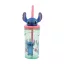 Stitch műanyag palack szívószállal és 3D figurával a tetején 360ML