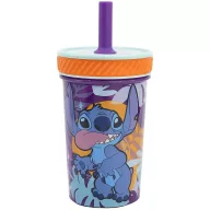   Stitch felboríthatatlan csúszásgátlós műanyag pohár szívószállal - 370ML
