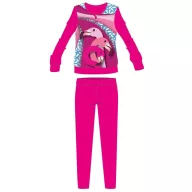   Flamingó téli pamut gyerek pizsama - interlock pizsama - virág mintával - pink - 122