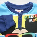 Hosszú vékony pamut gyerek pizsama - Mickey egér - Summer starts felirattal - Jersey - sötétkék - 116