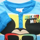 Hosszú vékony pamut gyerek pizsama - Mickey egér - Summer starts felirattal - Jersey - középkék - 116