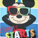 Hosszú vékony pamut gyerek pizsama - Mickey egér - Summer starts felirattal - Jersey - középkék - 98