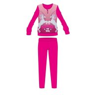   Unikornis téli pamut gyerek pizsama - interlock pizsama - Unicorns are real felirattal - pink - 110