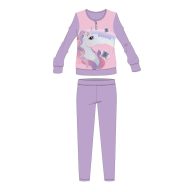   Unikornis téli pamut gyerek pizsama - interlock pizsama - Unicorno felirattal - világoslila - 104