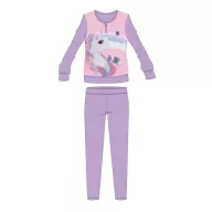  Unikornis téli pamut gyerek pizsama - interlock pizsama - Unicorno felirattal - világoslila - 110